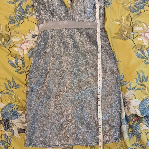 ABYSS silver sequined bodycon strapless mini dress euc sz s - Picture 4 of 5